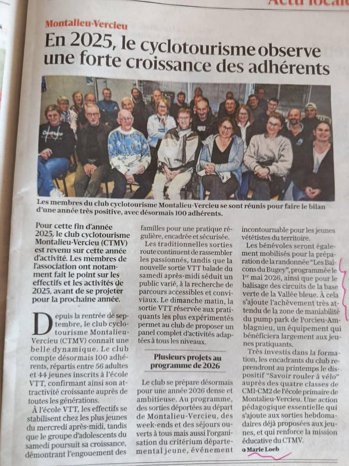 Cyclotourisme Montalieu Vercieu