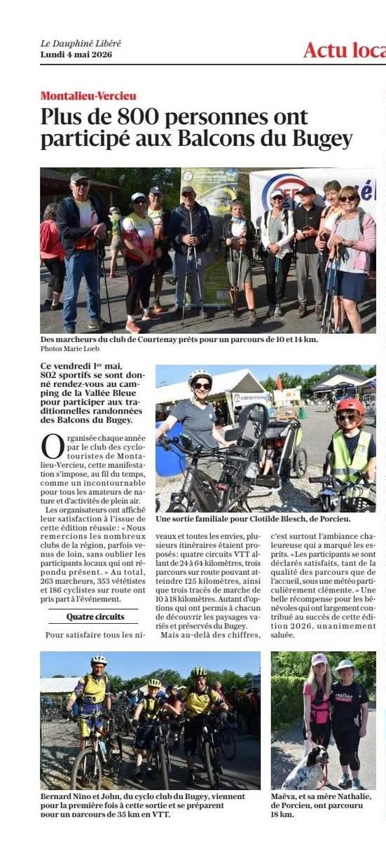 Cyclotourisme Montalieu Vercieu